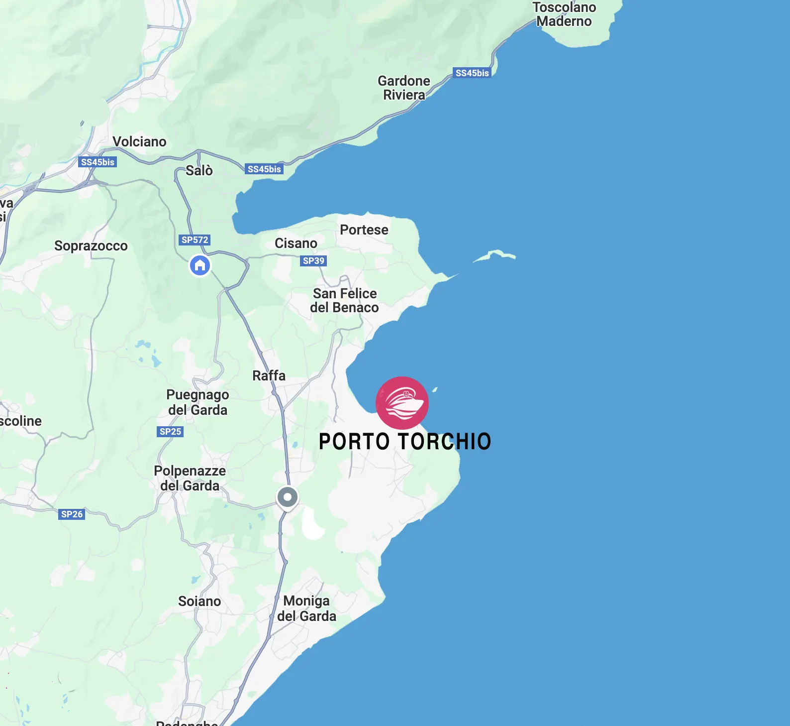 Cartina Porto Torchio come arrivare Garda Boat Services